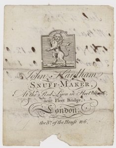 Snuff Maker, John Hardham, ticari kart by English School