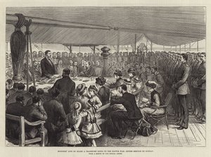 Askerlerin Gemide Yaşamı, Pazar Günü Kafir Savaşı, İlahi Hizmete Gidecek Bir Araçta (gravür) by English School
