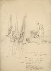 Waterloo Askerleri (kağıt üzerine kurşun kalem) by English School