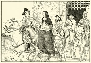 Canterbury Hacılarından bazıları (kağıt üzerine mürekkep) by English School
