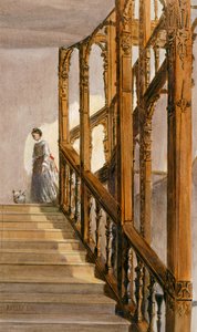 Güney merdivenleri, Audley End House, 19. yüzyılın sonları (kağıt üzerine suluboya) by English School