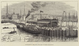 Southampton İskelesi, Isle of Wight Steam-Boat ile (gravür) by English School