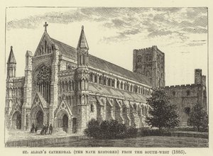St Albans Katedrali, nef restore edilmiş, güneybatıdan, 1885 by English School