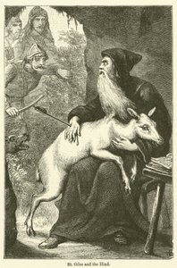 Aziz Giles ve Hind (gravür) by English School