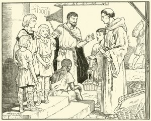 Aziz Gregory ve İngiliz Köleler (kağıt üzerine mürekkep) by English School