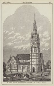 St John Kilisesi, Middlesbrough, Yorkshire, Bay John Norton, Mimar (gravür) by English School
