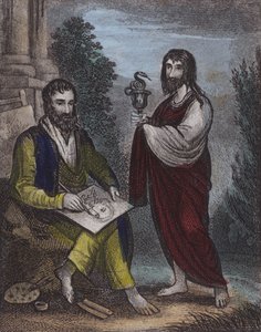 St Luke, St John (renkli gravür) by English School
