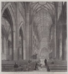 St Mary Redcliffe, Bristol, Bay G Godwin, Mimar (gravür) Yönetiminde Restorasyon Sürecinde by English School