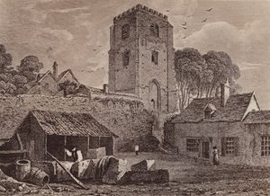 Eski duvarı gösteren St Marys Kilisesi 1824 (lito) by English School