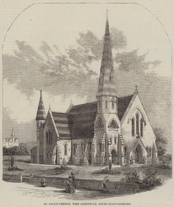 St Paul Kilisesi, Batı Smethwick, Güney Staffordshire (gravür) by English School