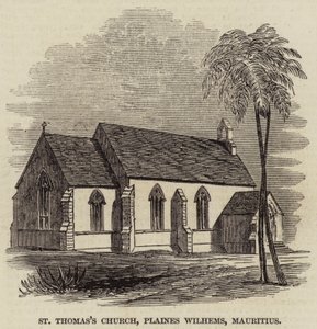 Aziz Thomas Kilisesi, Plaines Wilhems, Mauritius (gravür) by English School