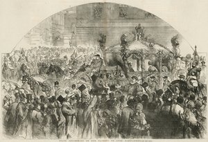 Majestelerinin Parlamentoyu açmak için devlet alayı by English School