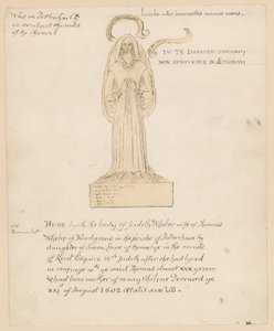 Heykel, 21 Ağustos 1602'de ölen Judeth Wheler'in mezarı (kağıt üzerine mürekkep) by English School