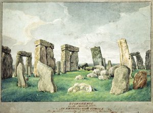 Mevcut Durumunda Stonehenge, Anpedilunian Tapınağı, 1821 (kağıt üzerinde wc) by English School