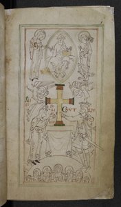 Stowe 944 f.6 Kral Cnut ve Kraliçesi Aelfgyfu, Yeni Minster