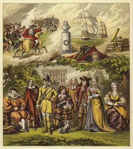 Stuarts, Commonwealth ve Orange House; King James I, King Charles I, Oliver Cromwell, King Charles II, King James II, William ve Mary, Kraliçe Anne by English School
