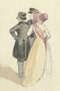 Üç figür, c.1825 (kağıt üzerinde wc) by English School