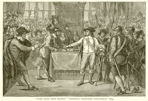 O önemsiz şeyi götürün! Cromwell Parlamentoyu feshetti, 1654 by English School