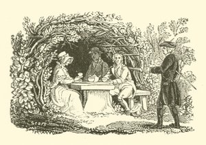 Bahçede çay içmek (tahta baskı) by English School