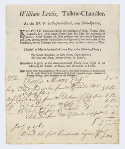Tallow Chandler, William Lewis, ticaret kartı by English School