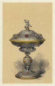 Tazza, Kapaklı, Mücevherli Gümüş Set (kromolito) by English School