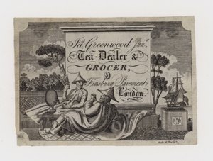 Çay Satıcısı ve Bakkal, James Greenwood, ticari kart by English School