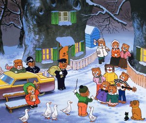 Kış sahnesinde teddies by English School