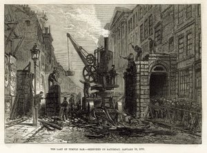 Temple Bar, Londra. Yıkım, 12 Ocak 1878 by English School