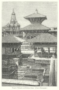 Mahadeo ve Krishna Tapınağı, Patan (gravür) by English School