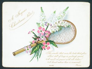 Tenis Raketi ve Çiçekler, Noel Kartı. by English School