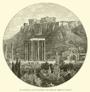 Akropolis, Hadrian Kapısı ve Jüpiter Tapınağı kalıntıları by English School