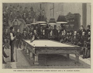 Amerikan Bilardo Turnuvası, Joseph Bennett ve SW Stanley oynuyor (gravür) by English School