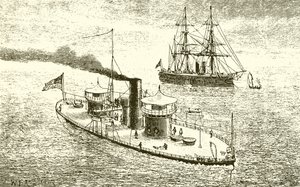 Amerikan ikiz kuleli savaş gemisi Miantonoma ve Ironclad by English School