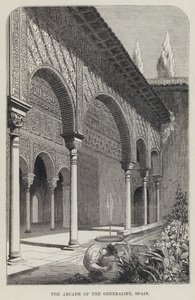 Generalife Arcade, İspanya (gravür) by English School