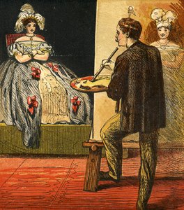 Sanatçı, stüdyosunda bir portre çiziyor, 1867 by English School