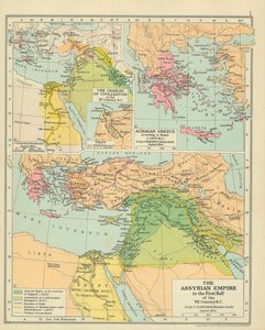 MÖ VII. yüzyılın ilk yarısında Asur İmparatorluğu (renkli taş baskı) by English School