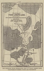 Avusturya Kutup Seferi, Franz Joseph Land Haritası, Messers Payer ve Weyprecht tarafından keşfedildi (gravür) by English School