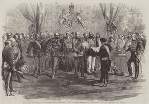 Uluslararası Sergide Ödül Ödülü, Kraliyet Komisyonu Başkanı Earl Granville, Adresi okurken (gravür) by English School