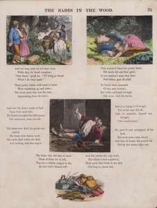 The Babes In The Wood (renkli gravür) by English School