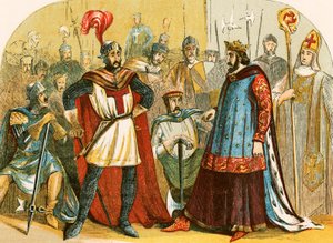 Baronlar, Henry III tarafından çağrılan parlamentoya katılırlar. by English School