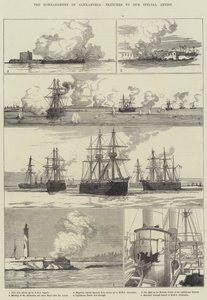 İskenderiye Bombardımanı (gravür) by English School