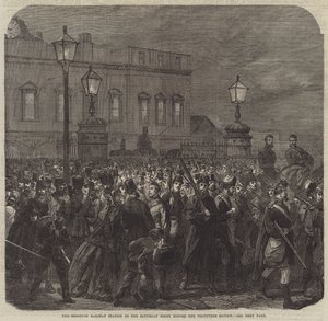 Gönüllü İncelemeden önceki Cumartesi Gecesi Brighton Tren İstasyonu (gravür) by English School
