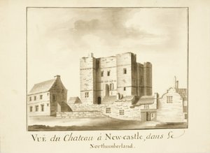 The Castle, Newcastle upon Tyne (kağıt üzerinde mürekkep ve kurşun kalem) by English School