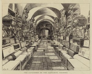 Capuchinlerin Yeraltı Mezarları, Palermo (gravür) by English School