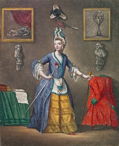 Kadın kılığında ve masonluğun niteliklerini taşıyan Chevalier dEon by English School