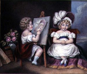 The Child Portraitist, c.1825 (kağıt üzerine suluboya) by English School