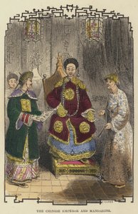 Çin İmparatoru ve Mandarinler (renkli gravür) by English School