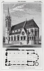 Tüm Azizler Kilisesi, Plymouth (gravür) by English School