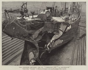 SS "Toreador" ve "La Bourgogne" arasındaki Çarpışma (gravür) by English School