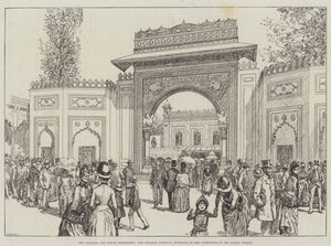 Sömürge ve Kızılderili Sergisi, Gwalior Geçidi, Hint Sarayının Avlusuna Giriş (gravür) by English School